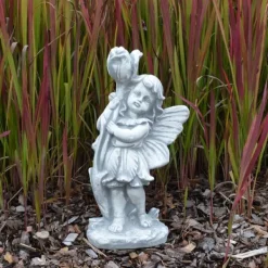 Gartendekoparadies Belle|Figures & Statues-Elfe mignon avec une rose magnifiquement conçue