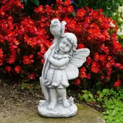 Gartendekoparadies Belle|Figures & Statues-Elfe mignon avec une rose magnifiquement conçue