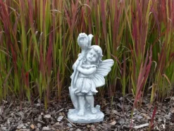 Gartendekoparadies Belle|Figures & Statues-Elfe mignon avec une rose magnifiquement conçue