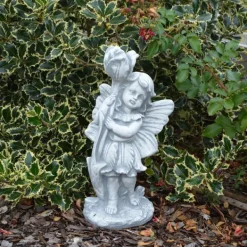Gartendekoparadies Belle|Figures & Statues-Elfe mignon avec une rose magnifiquement conçue