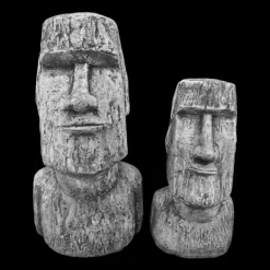 Gartendekoparadies Belle|Figures & Statues-Ensemble de deux statues moai en pierre