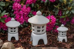 Gartendekoparadies Lanternes En Pierre-Ensemble de trois lanternes japonaises en pierre Oki-gata