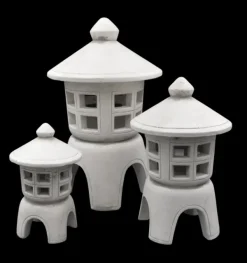 Gartendekoparadies Lanternes En Pierre-Ensemble de trois lanternes japonaises en pierre Oki-gata