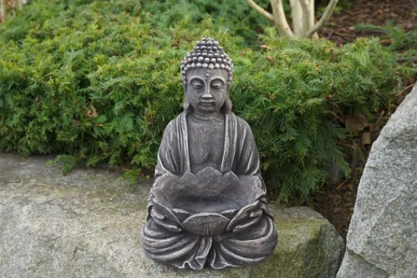 Gartendekoparadies Bouddhas-Figure de bouddha avec bol de fleur de lotus