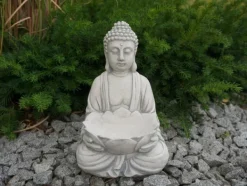 Gartendekoparadies Bouddhas-Figure de bouddha avec bol de fleur de lotus
