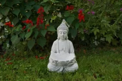 Gartendekoparadies Bouddhas-Figure de bouddha avec bol de fleur de lotus