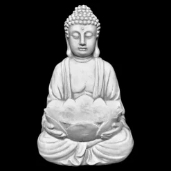 Gartendekoparadies Bouddhas-Figure de bouddha avec bol de fleur de lotus