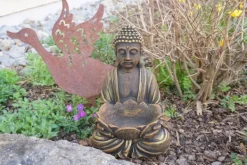 Gartendekoparadies Bouddhas-Figure de bouddha avec bol de fleur de lotus