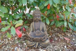 Gartendekoparadies Bouddhas-Figure de bouddha avec bol de fleur de lotus