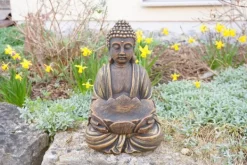 Gartendekoparadies Bouddhas-Figure de bouddha avec bol de fleur de lotus