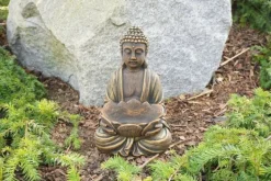 Gartendekoparadies Bouddhas-Figure de bouddha avec bol de fleur de lotus