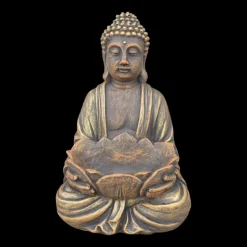 Gartendekoparadies Bouddhas-Figure de bouddha avec bol de fleur de lotus