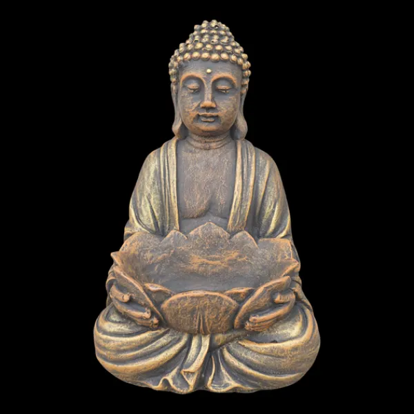 Gartendekoparadies Bouddhas-Figure de bouddha avec bol de fleur de lotus