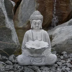 Gartendekoparadies Bouddhas-Figure de Bouddha avec grand bol