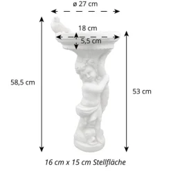 Gartendekoparadies Figures & Statues|Enfants & Anges-Figure de garçon avec un grand bain d'oiseau