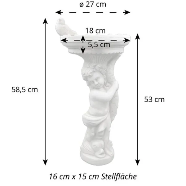 Gartendekoparadies Figures & Statues|Enfants & Anges-Figure de garçon avec un grand bain d'oiseau