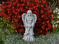 Gartendekoparadies Enfants & Anges-Figure d'ange avec un petit oiseau sur ses genoux