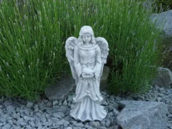 Gartendekoparadies Enfants & Anges-Figure d'ange avec un petit oiseau sur ses genoux