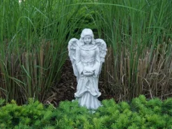 Gartendekoparadies Enfants & Anges-Figure d'ange avec un petit oiseau sur ses genoux