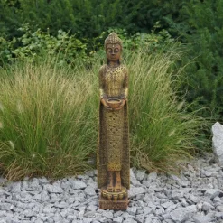 Gartendekoparadies Bouddhas-Figure étroite de Bouddha dans des tons bronze exclusifs
