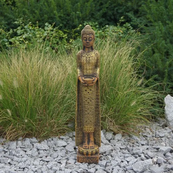 Gartendekoparadies Bouddhas-Figure étroite de Bouddha dans des tons bronze exclusifs