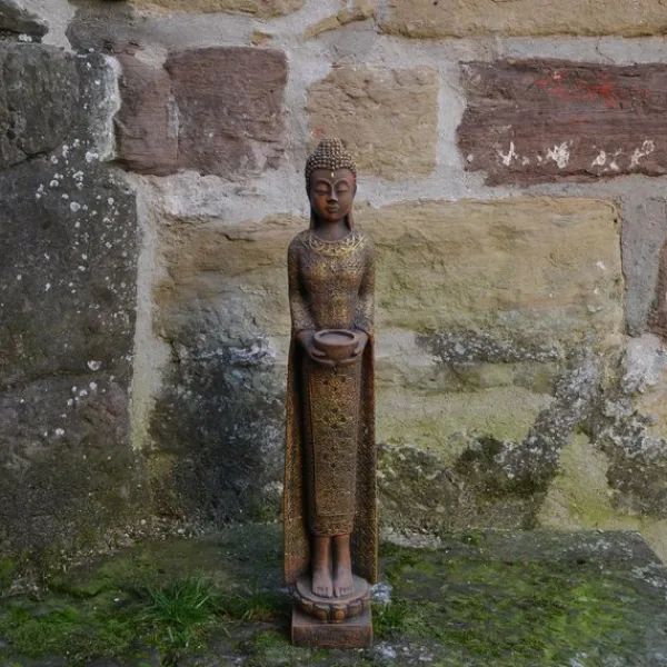 Gartendekoparadies Bouddhas-Figure étroite de Bouddha dans des tons bronze exclusifs