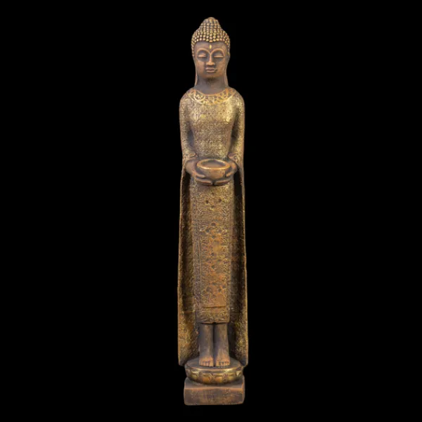 Gartendekoparadies Bouddhas-Figure étroite de Bouddha dans des tons bronze exclusifs