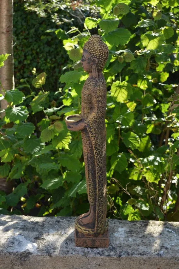 Gartendekoparadies Bouddhas-Figure étroite de Bouddha dans des tons bronze exclusifs