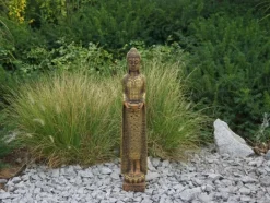 Gartendekoparadies Bouddhas-Figure étroite de Bouddha dans des tons bronze exclusifs