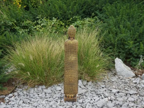 Gartendekoparadies Bouddhas-Figure étroite de Bouddha dans des tons bronze exclusifs