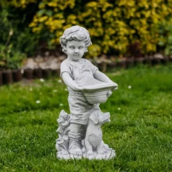 Gartendekoparadies Enfants & Anges-Figurine de garçon avec un chapeau qui peut être planté