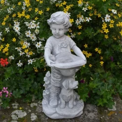 Gartendekoparadies Enfants & Anges-Figurine de garçon avec un chapeau qui peut être planté
