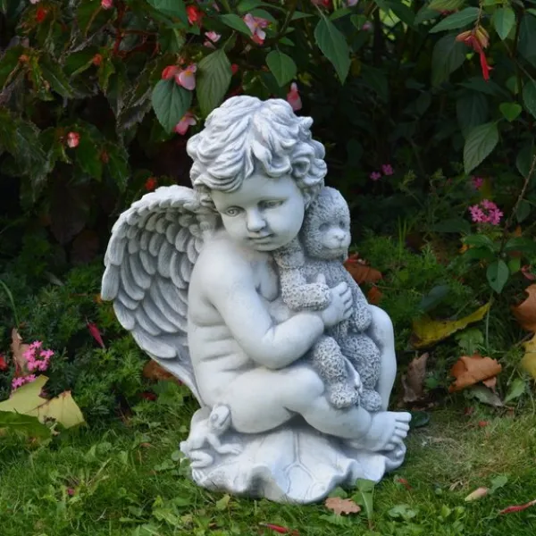 Gartendekoparadies Enfants & Anges-Figurine d'ange avec peluche