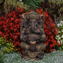 Gartendekoparadies Figures & Statues|Bouddhas-Figurine en pierre du divin Ganesha