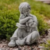 Gartendekoparadies Enfants & Anges-Figurine garçon avec petit chat