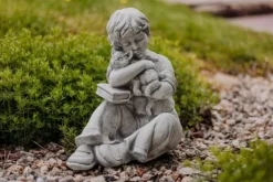 Gartendekoparadies Enfants & Anges-Figurine garçon avec petit chat