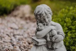 Gartendekoparadies Enfants & Anges-Figurine garçon avec petit chat