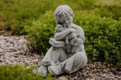Gartendekoparadies Enfants & Anges-Figurine garçon avec petit chat