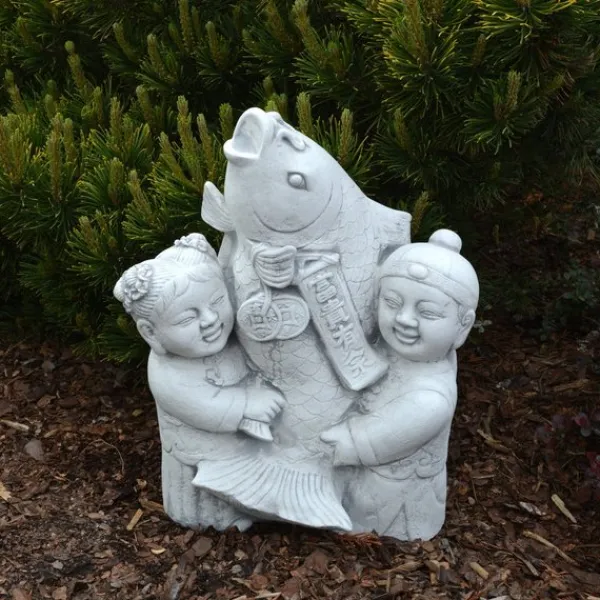 Gartendekoparadies Bouddhas-Figurine japonaise pour enfants avec poisson koi