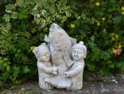 Gartendekoparadies Bouddhas-Figurine japonaise pour enfants avec poisson koi