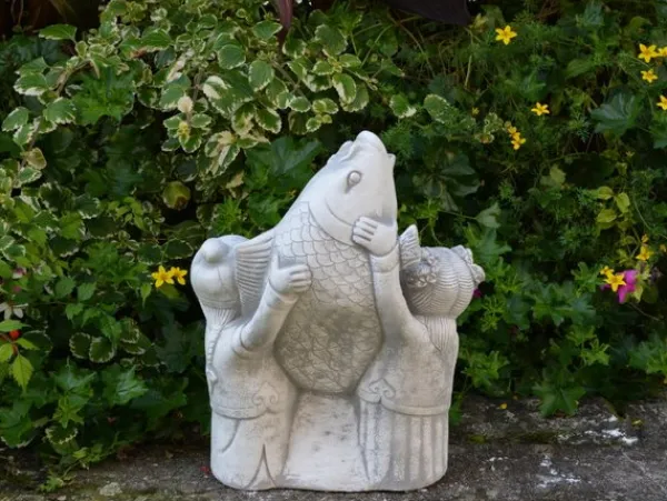 Gartendekoparadies Bouddhas-Figurine japonaise pour enfants avec poisson koi