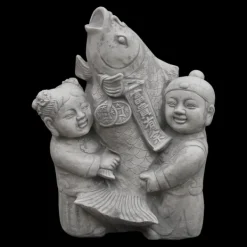 Gartendekoparadies Bouddhas-Figurine japonaise pour enfants avec poisson koi