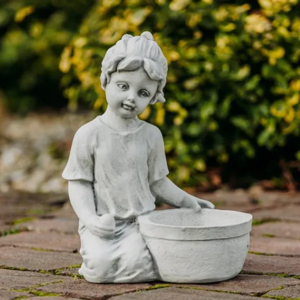 Gartendekoparadies Enfants & Anges|Jardinières-Fille avec bol de plantes