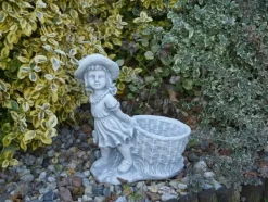 Gartendekoparadies Enfants & Anges|Jardinières-Fille avec un pot de fleurs