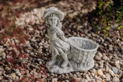 Gartendekoparadies Enfants & Anges|Jardinières-Fille avec un pot de fleurs