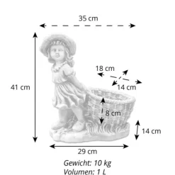Gartendekoparadies Enfants & Anges|Jardinières-Fille avec un pot de fleurs