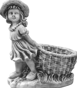 Gartendekoparadies Enfants & Anges|Jardinières-Fille avec un pot de fleurs