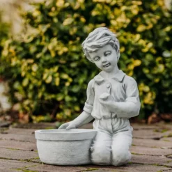 Gartendekoparadies Enfants & Anges|Jardinières-Garçon avec bol à plantes