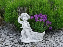 Gartendekoparadies Enfants & Anges|Jardinières-Garçon avec pot de fleurs