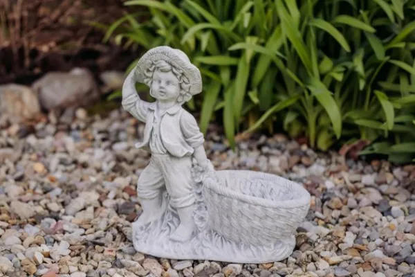 Gartendekoparadies Enfants & Anges|Jardinières-Garçon avec pot de fleurs
